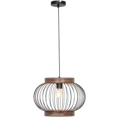 Viokef DARLING függőlámpa, d45cm, E27, 1x60W, fekete/fa, 4212000