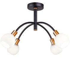 Viokef ELISA mennyezeti lámpa, d59cm, E14, 4x40W, fekete/arany/fehér, 4215200