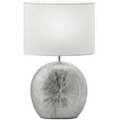 Viokef ELYA kerámia asztali lámpa, d24cm, E14, 1x42W, ezüst/fehér, 4167700