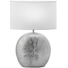 Viokef ELYA kerámia asztali lámpa, d37cm, E27, 1x42W, ezüst/fehér, 4167800