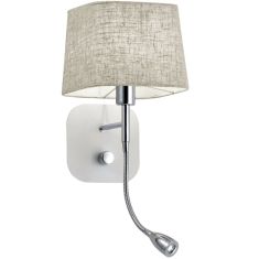 Viokef HENDRIX fali lámpa, olvasólámpával, kapcsolóval, E14/LED, 1x60W/1W, matt nikkel/fehér 4174600