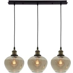 Viokef JONAS függőlámpa, E27, 3x60W, fekete/borostyán, 4165700