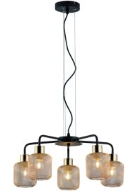 Viokef LOREN függőlámpa, d54cm, E27, 5x40W, fekete/arany, 4165500