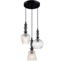 Viokef TALISA függőlámpa, d40cm, E27, 3x40W, ónszürke/átlátszó, 4169800