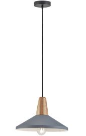 Viokef TOM függőlámpa, d36cm, E27, 1x60W, fekete/szürke/fa, 4165201