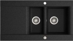 Marmorin VOGA egymedencés gránit mosogató, gyümölcsmosóval csepegtetővel, fekete 110513002