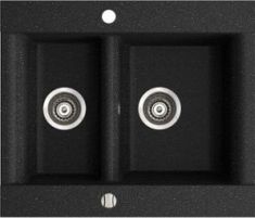 Marmorin VOGA egymedencés gránit mosogató, gyümölcsmosóval, fekete 110503002