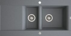 Marmorin VOGA II egymedencés gránit mosogató, gyümölcsmosóval csepegtetővel, szürke 712513003
