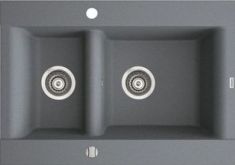 Marmorin VOGA II egymedencés gránit mosogató, gyümölcsmosóval, szürke 712503003