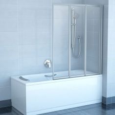 Ravak VS3 100 kádparaván, 3 részes, 100x140 cm, fehér keret/Rain plexi betétlemez 795P010041