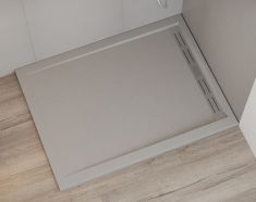 Wasserburg PETRA zuhanytálca folyókával, öntött műmárvány, 120x90x3 cm, szürke, 2506R-90-GR