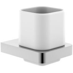 Wellis CAPRI fogmosópohár, fali tartóval, fehér porcelán/krómozott fém, WE00122
