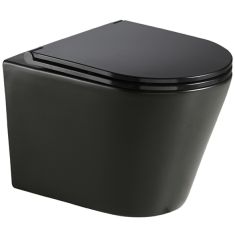 Wellis CLEMENT BLACK perem nélküli fali WC, WC ülőke nélkül, 36x52x35 cm, matt fekete, WF00070