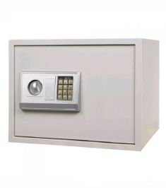 Digitális széf, kóddal vagy kulccsal nyitható, lecsavarozható,  17 x 22.8 x 17 cm, szürke