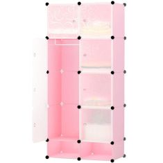 Műanyag elemes szekrény, 10 rekeszes, rózsaszín