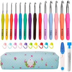 Horgolótű készlet kiegészítőkkel tokban