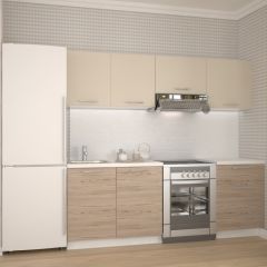 KATIA konyhabútor, világos bézs/fehér/san marino tölgy színű, 220 cm, HM1458