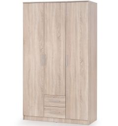 LIMA 3 ajtós, 2 fiókos ruhásszekrény, sonoma tölgy színű, 120x52x205 cm, HM1467