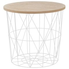 MARIFFA kerek kisasztal, fa/fehér színű, 42x41 cm, HM1496