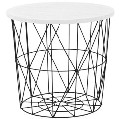 MARIFFA kerek kisasztal, fehér/fekete színű, 42x41 cm, HM1708