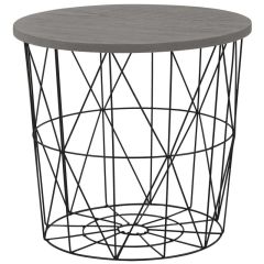 MARIFFA kerek kisasztal, szürke/fekete színű, 42x41 cm, HM1710