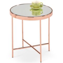 MIRA kerek, tükörlapos kisasztal, vörösréz színű, 42x46 cm, HM1499