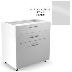 VENTO elemes konyhabútor, alsószekrény, 3 fiókos, szürke/fehér, 80x82x52 cm, HM1690